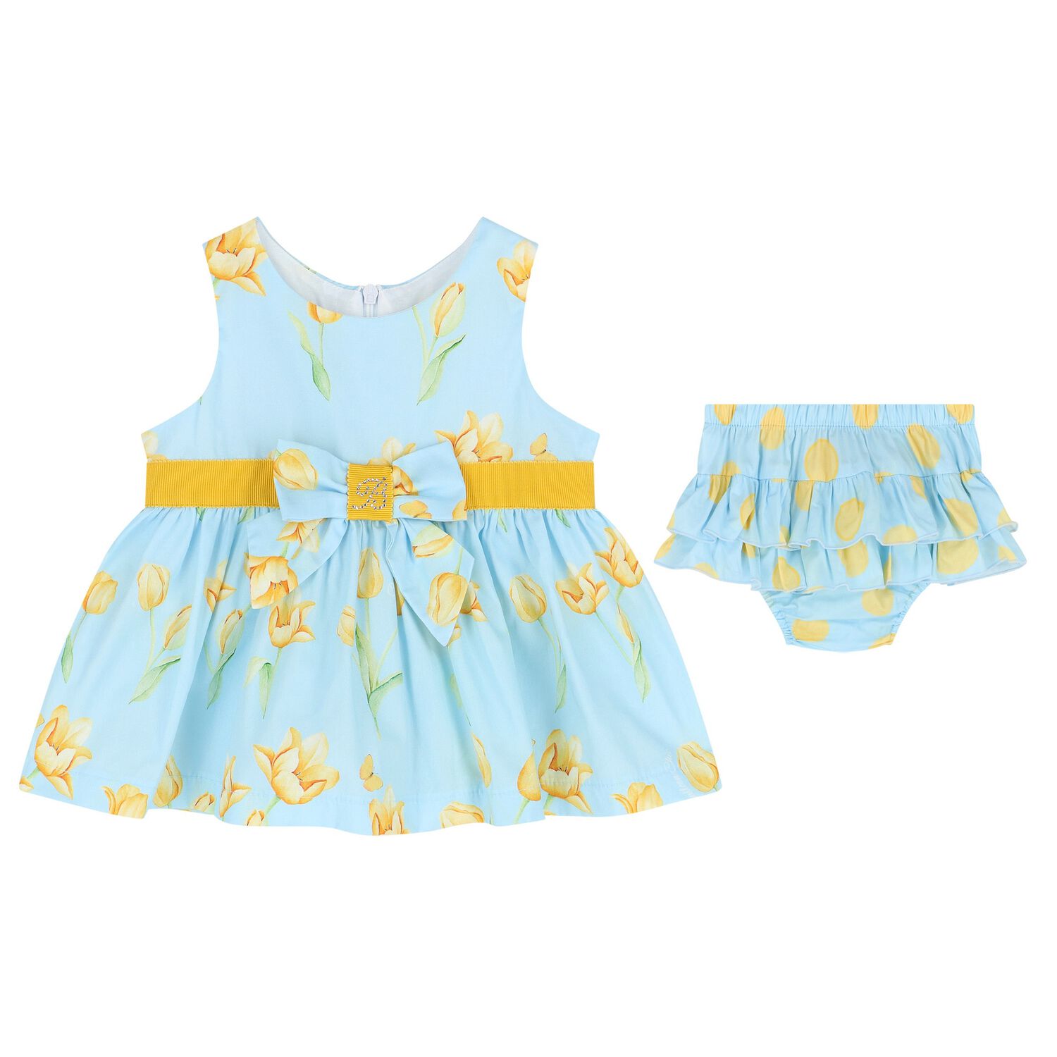 Baby Girls Blue Floral Dress Set, 1, hi-res