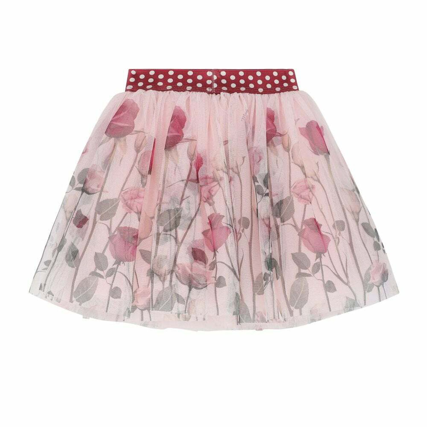 Girls Pink Roses Tulle Skirt, 1, hi-res