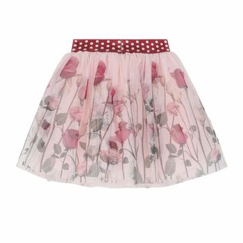 Girls Pink Roses Tulle Skirt