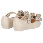 Younger Girls Beige Bow Jelly Shoes, 1, hi-res