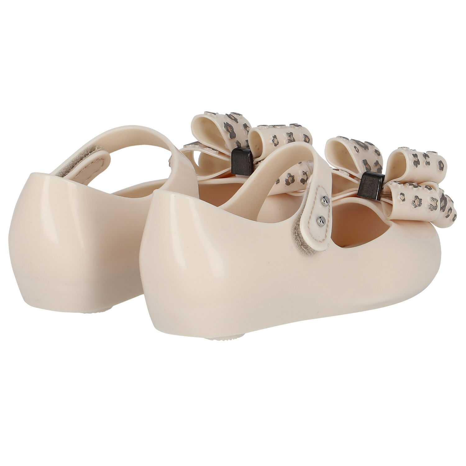 Younger Girls Beige Bow Jelly Shoes, 1, hi-res