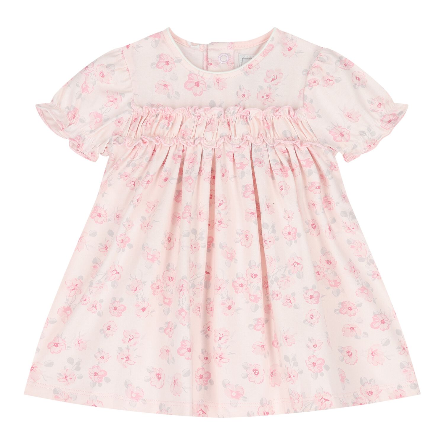 Baby Girls Pink Floral Dress, 1, hi-res