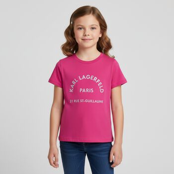 Girls Pink & Gold Logo T-Shirt