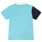 Younger Boys Blue Logo Polo Shirt, 1, hi-res