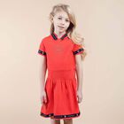 Girls Navy Blue & Gold Logo Dress, 1, hi-res