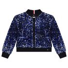 Girls Silver & Blue Logo Sequin Jacket, 1, hi-res