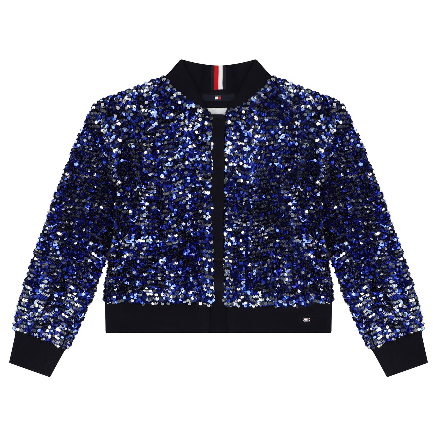 Girls Silver & Blue Logo Sequin Jacket, 1, hi-res image number null