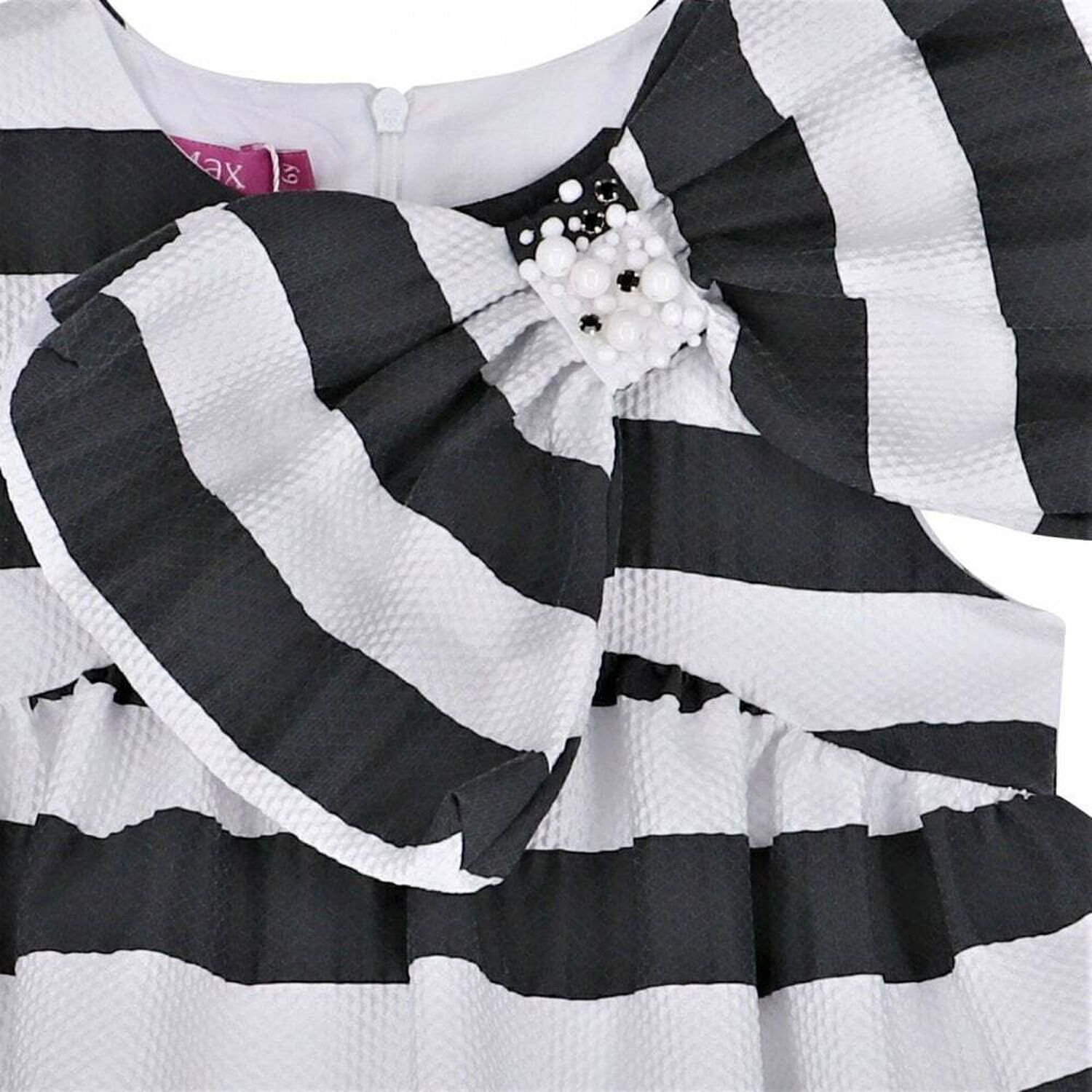 Girls Black & White Stripe Dress, 1, hi-res image number null