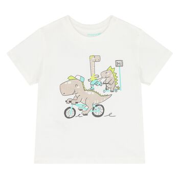 Younger Boys Ivory Dinosaur T-Shirt