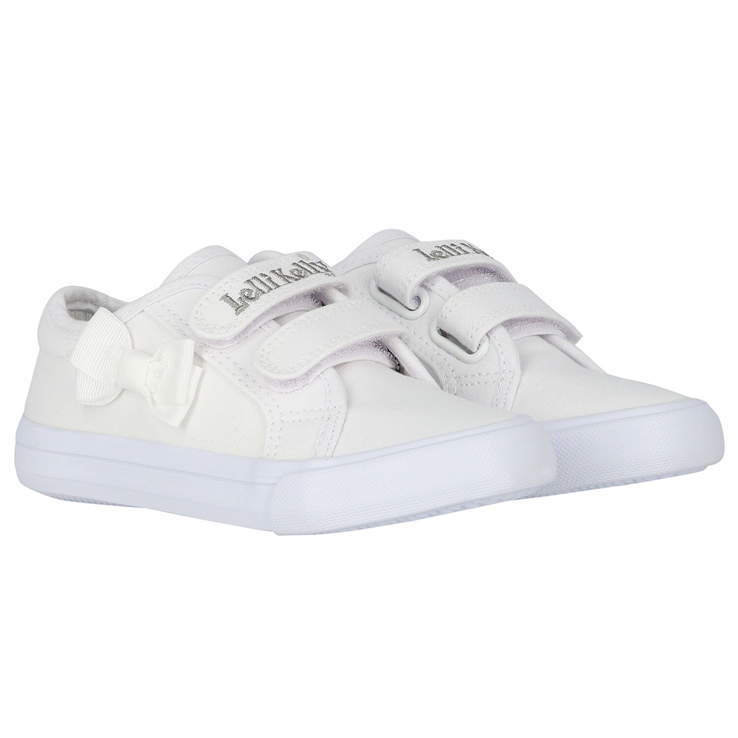 Girls White Logo Bow Shoes, 1, hi-res