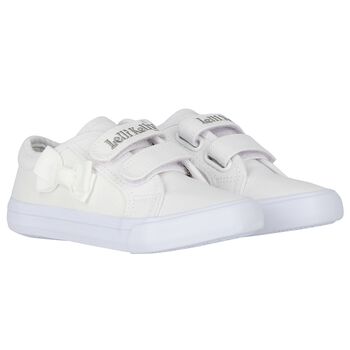 Girls White Logo Bow Shoes