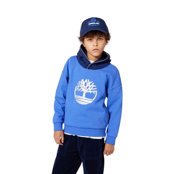 Boys Blue Logo Hooded Top