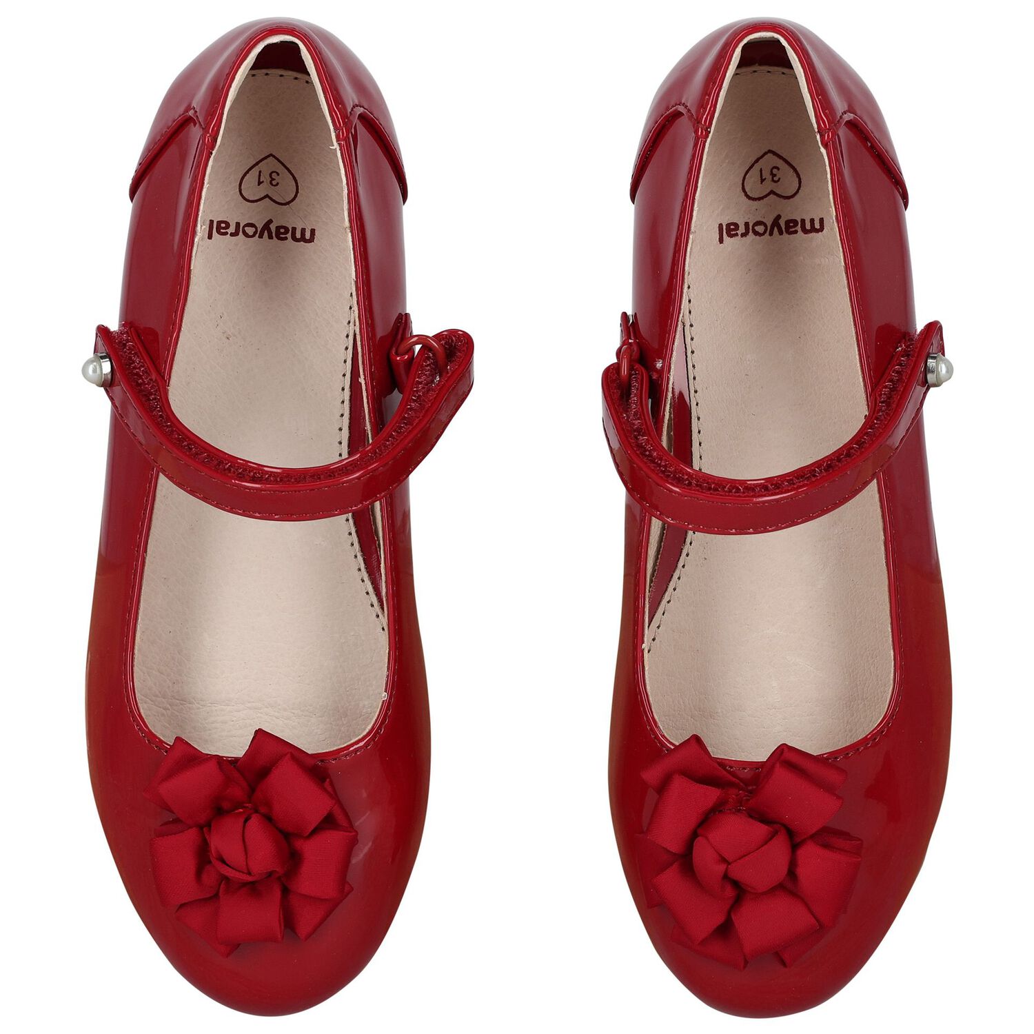 Girls Red Patent Leather Ballerina Shoes, 1, hi-res image number null