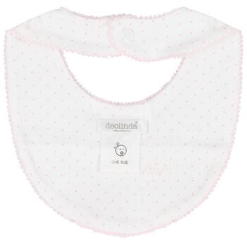 Baby Girls White & Pink Bunny Bib
