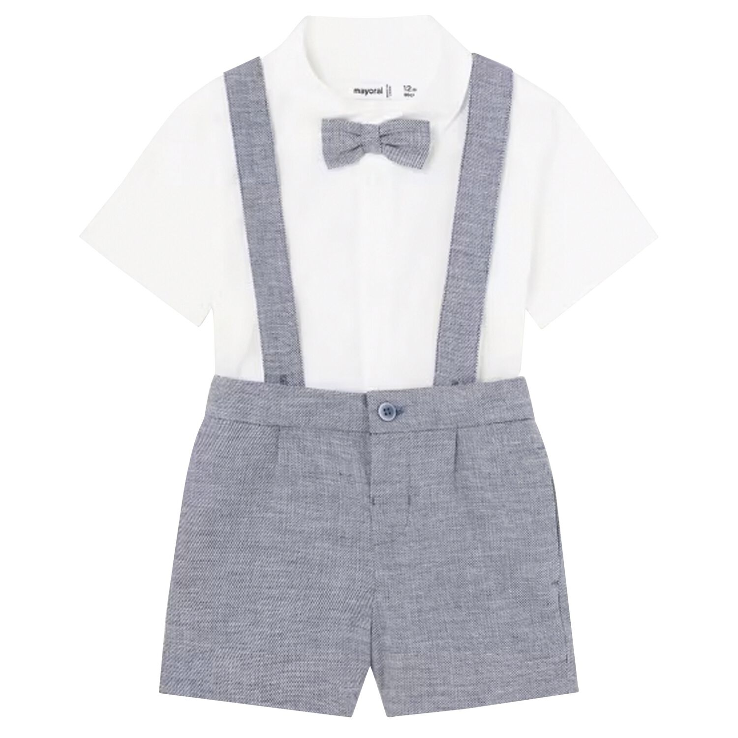 Younger Boys White & Blue Dungaree Set, 1, hi-res image number null