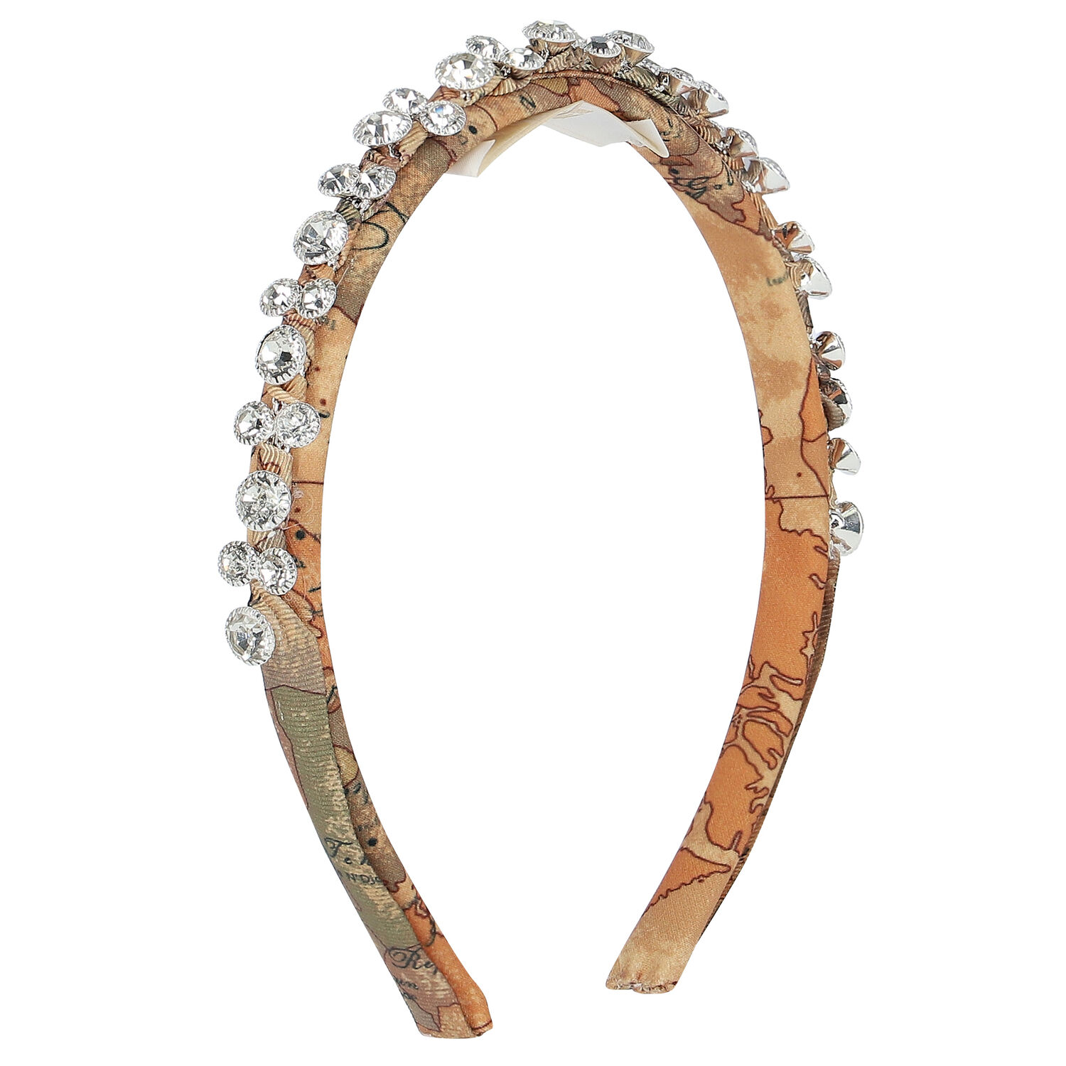 Girls Beige Geo Map Embellished Headband, 1, hi-res