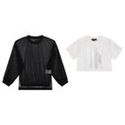 Girls Black & White Logo Top, 1, hi-res
