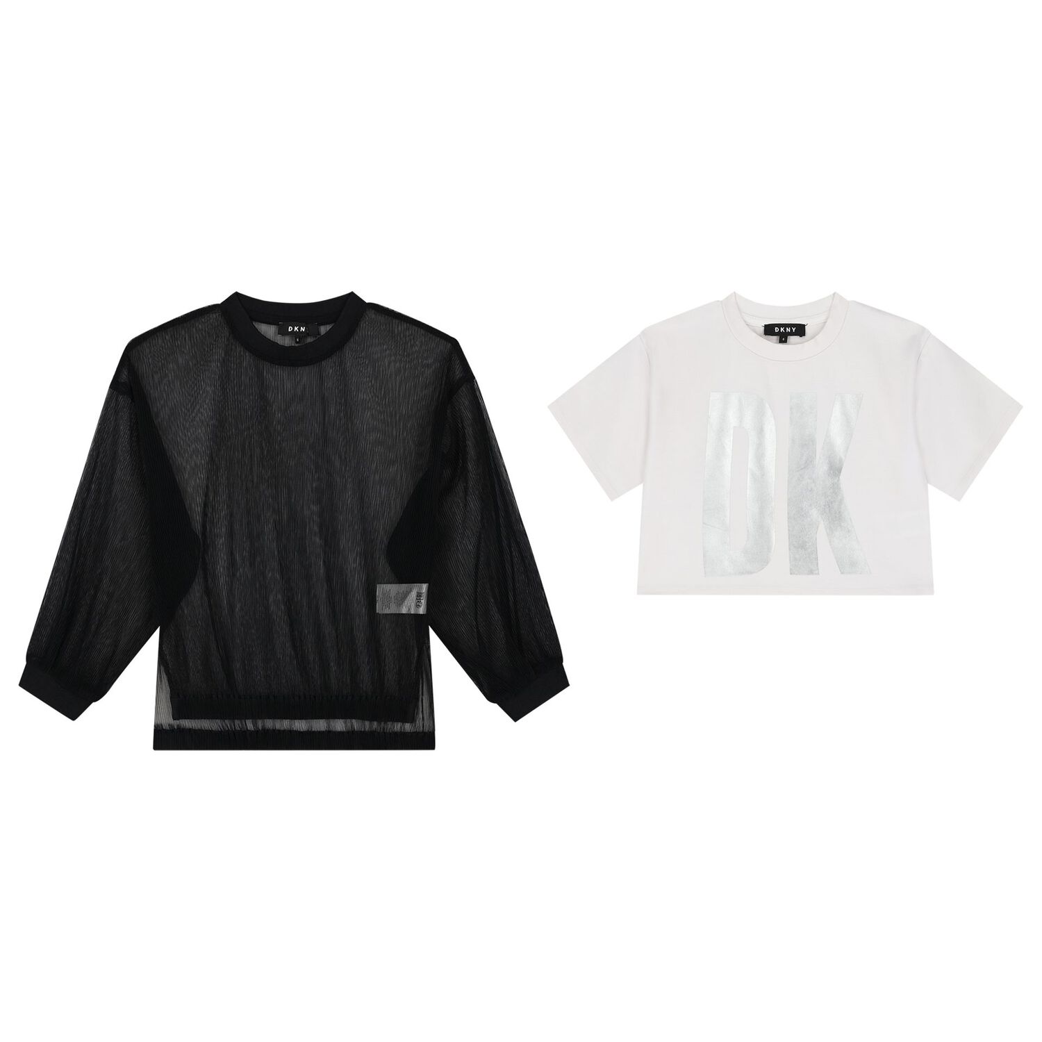 Girls Black & White Logo Top, 1, hi-res