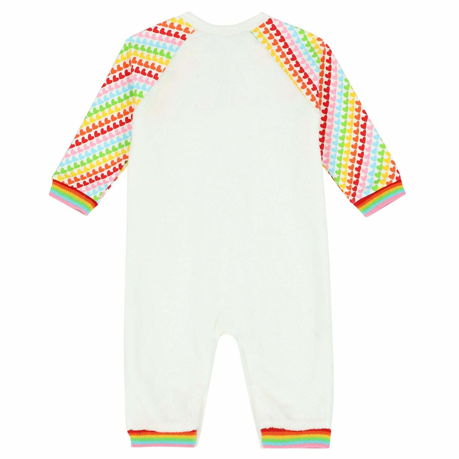 Baby Girls White Velour Romper, 1, hi-res