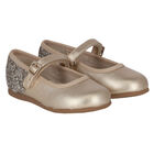 Girls Gold Embellished Ballerina Shoes, 1, hi-res