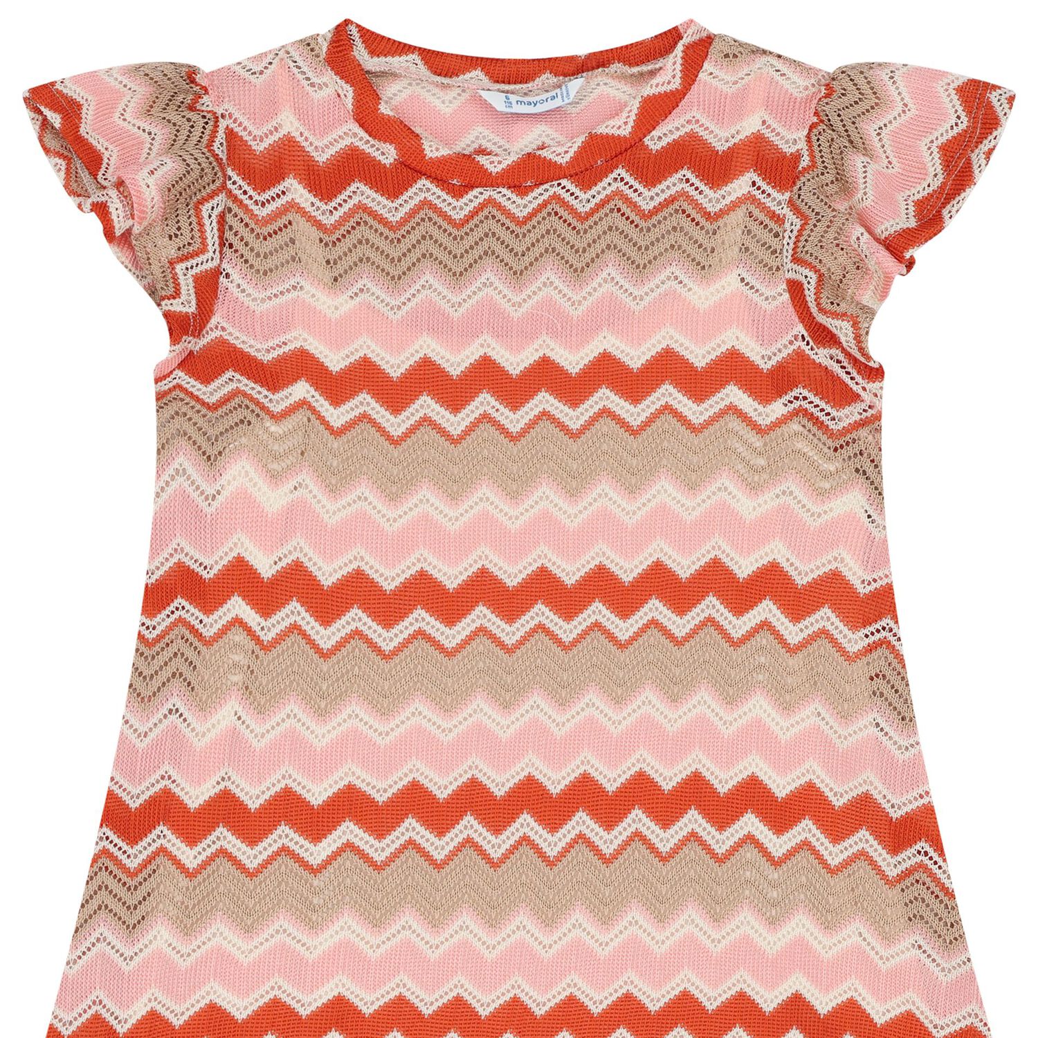 Girls Pink, Orange & Beige Knitted Zigzag Dress, 1, hi-res