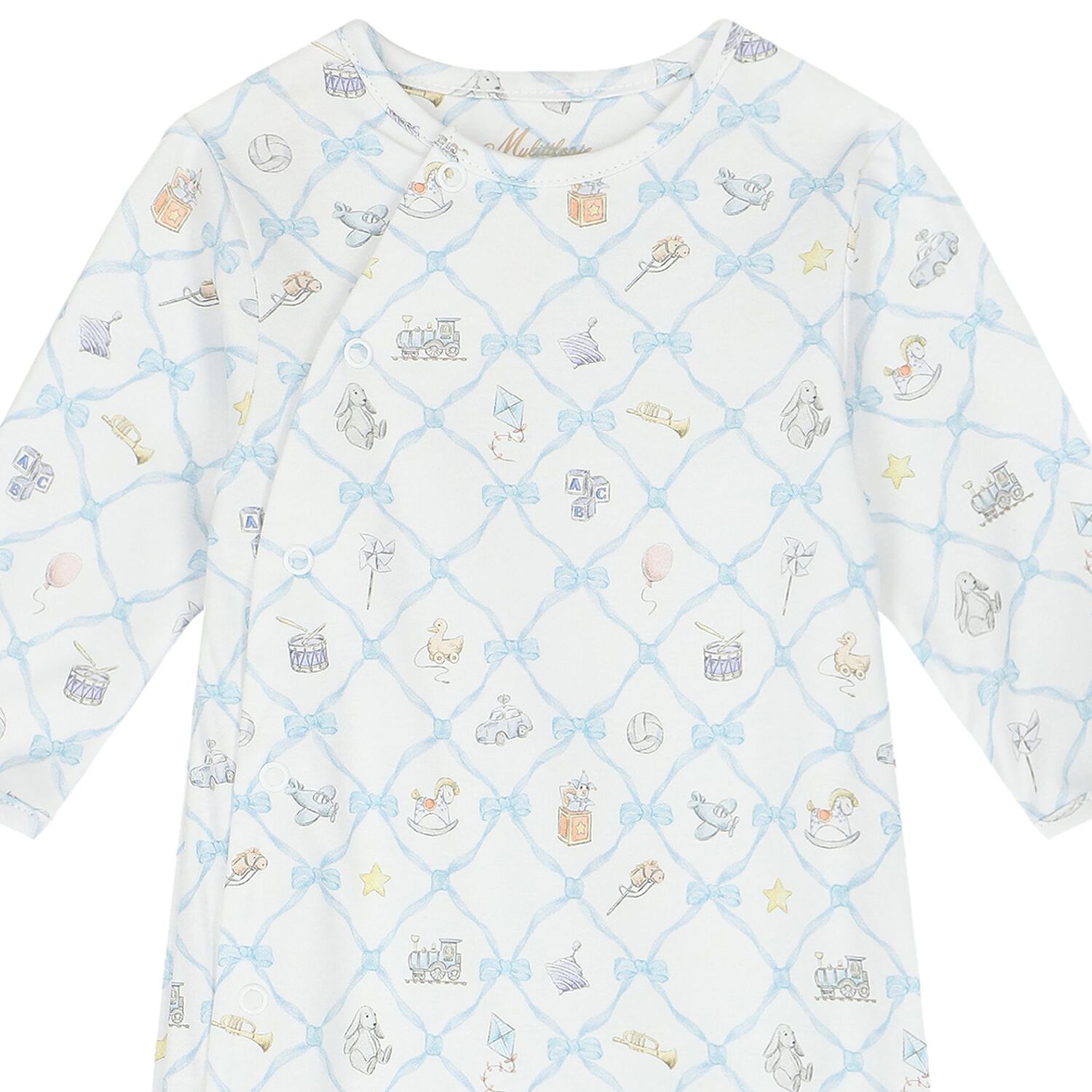 White & Blue Babygrow, 1, hi-res