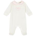 Baby Girls Ivory & Pink Babygrow, 3, hi-res