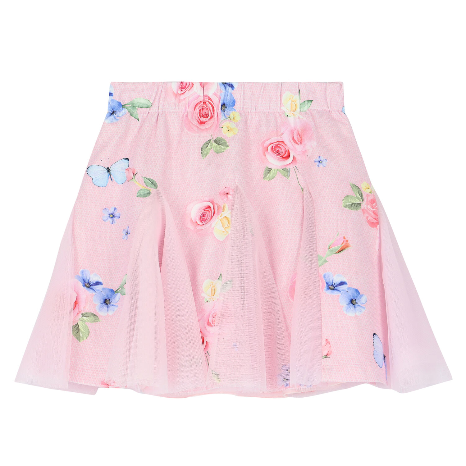 Girls Pink Floral Skirt Set, 1, hi-res
