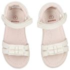 Younger Girls White Leather Sandals, 1, hi-res