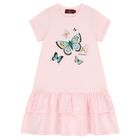 Girls Pink Butterflies Logo Dress, 3, hi-res