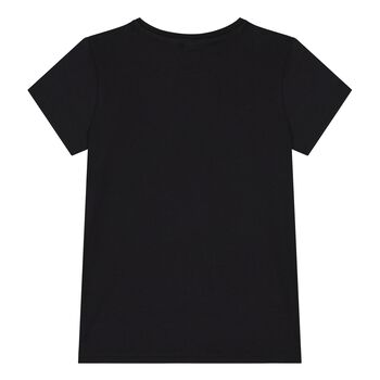 Girls Black Embellished Logo T-Shirt