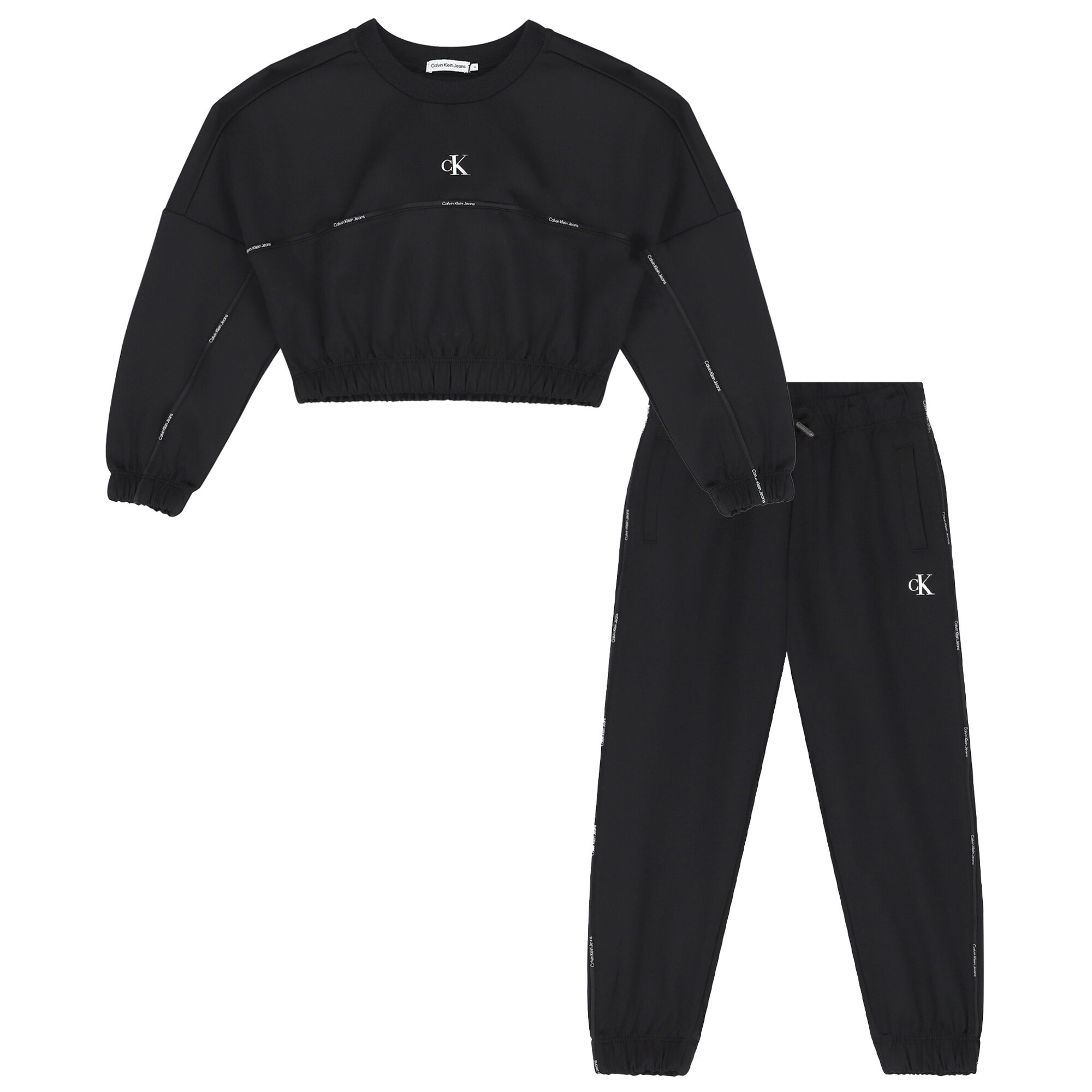 Calvin Klein Girls Black Logo Tracksuit Junior Couture UK