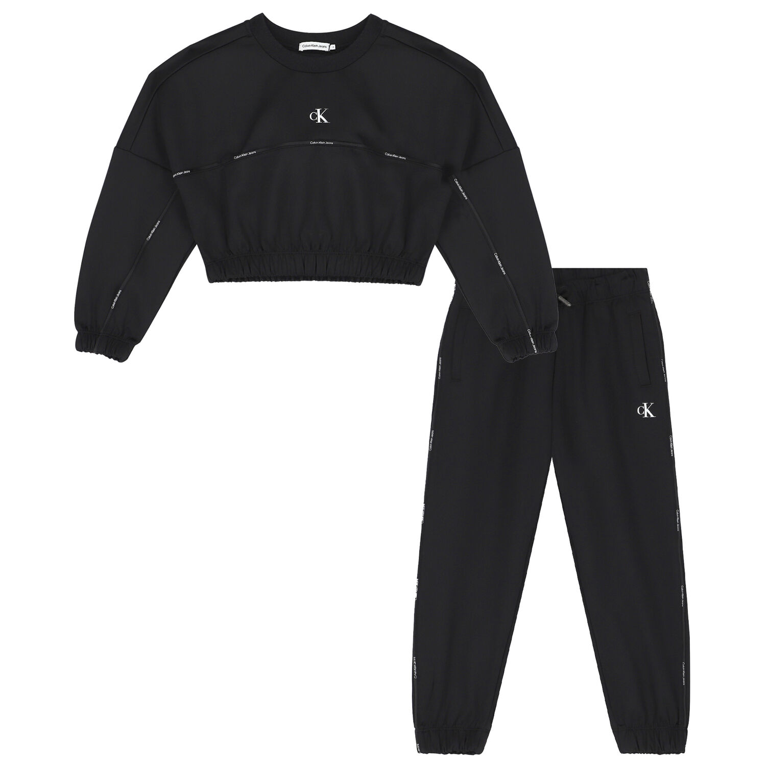 Girls Black Logo Tracksuit, 1, hi-res