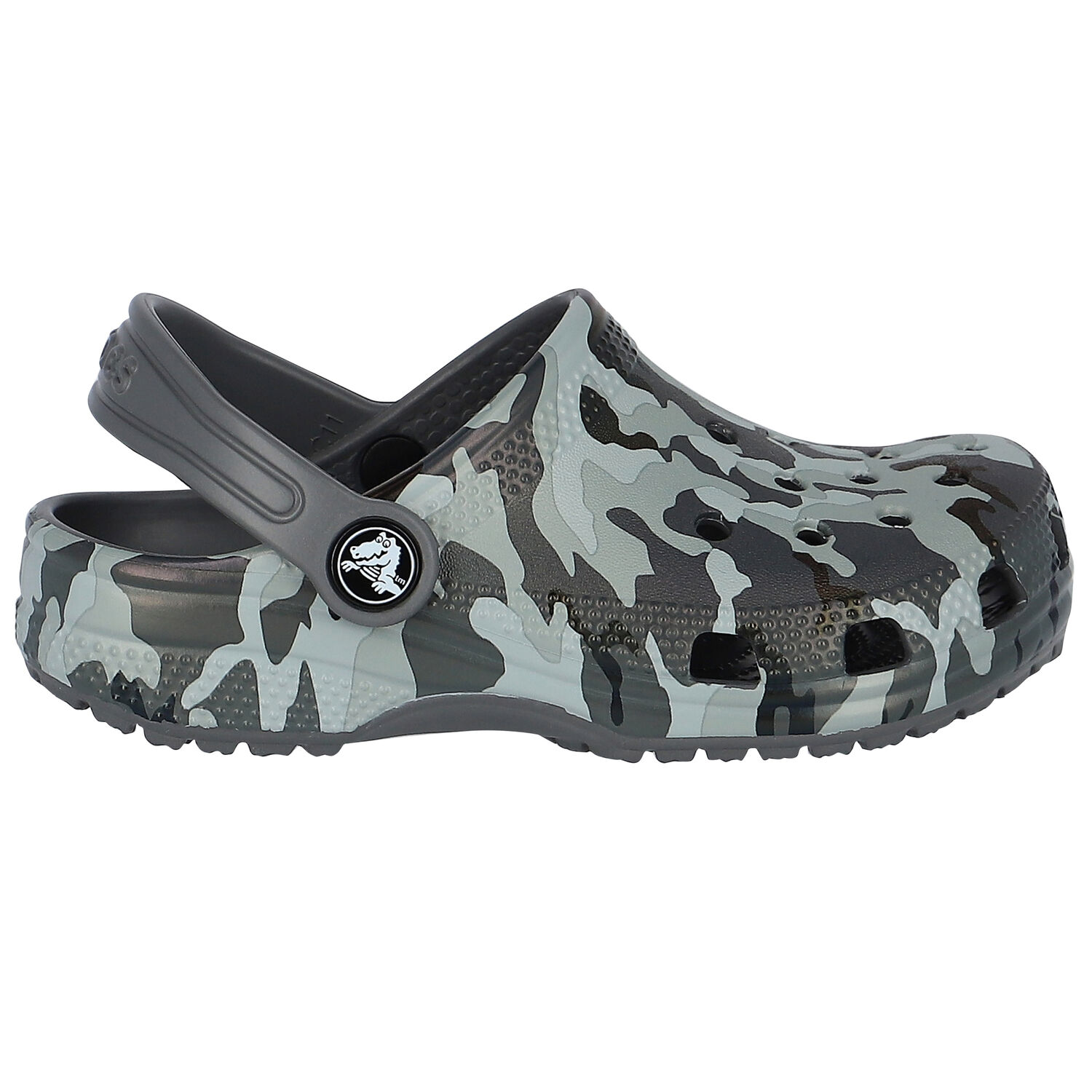 Black & Grey Classic Camo Clogs Sandals, 1, hi-res