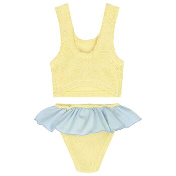 Girls Yellow & Blue Crinkle Bikini 