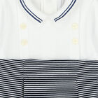 Baby Boys White & Navy Striped Babygrow, 1, hi-res