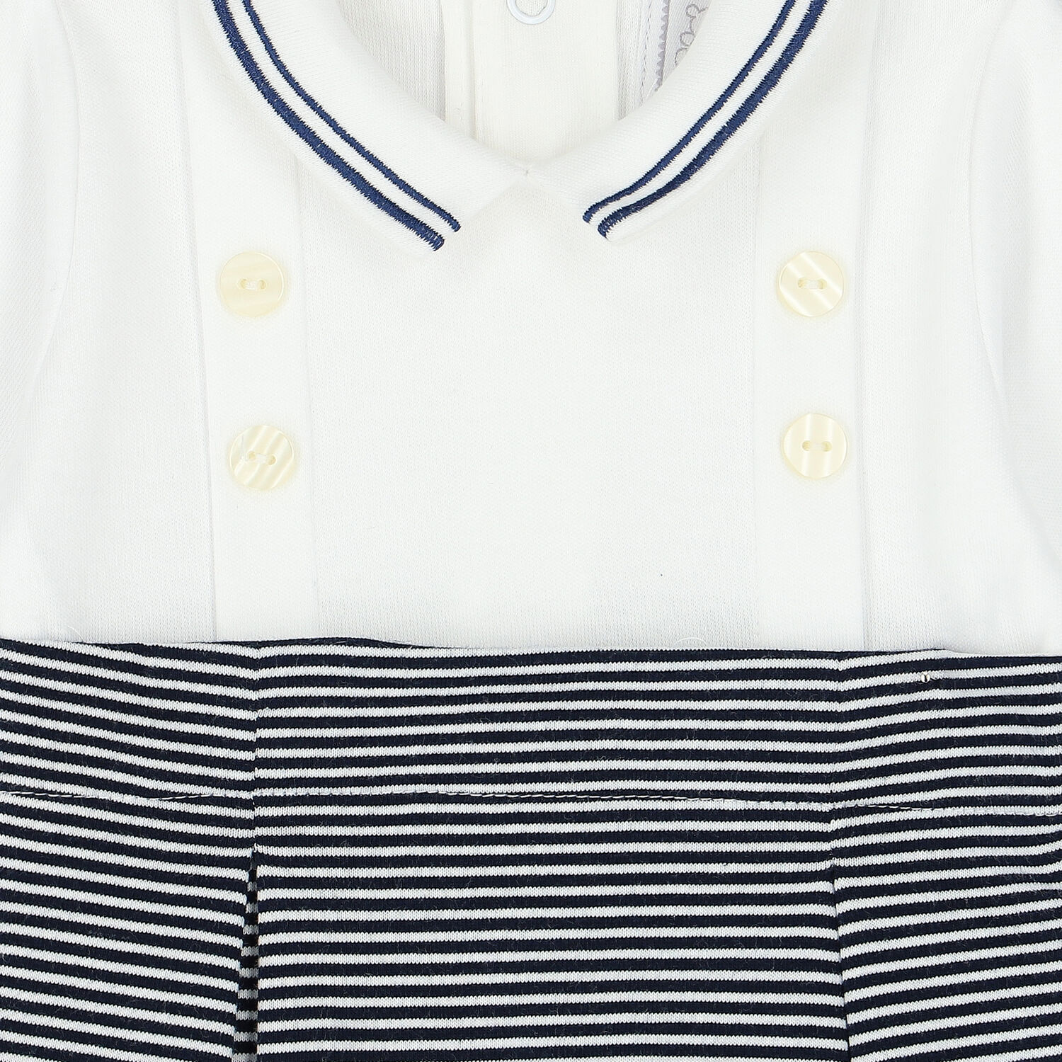 Baby Boys White & Navy Striped Babygrow, 1, hi-res image number null