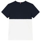 Boys Navy Blue & White Shorts Set, 1, hi-res