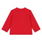 Younger Boys Red Tiger Logo Long Sleeve Top, 1, hi-res