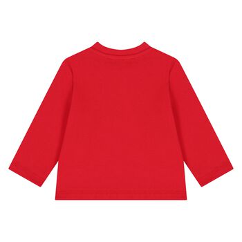 Younger Boys Red Tiger Logo Long Sleeve Top