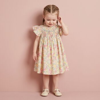 Baby Girls Pink & Yellow Liberty Print Dress