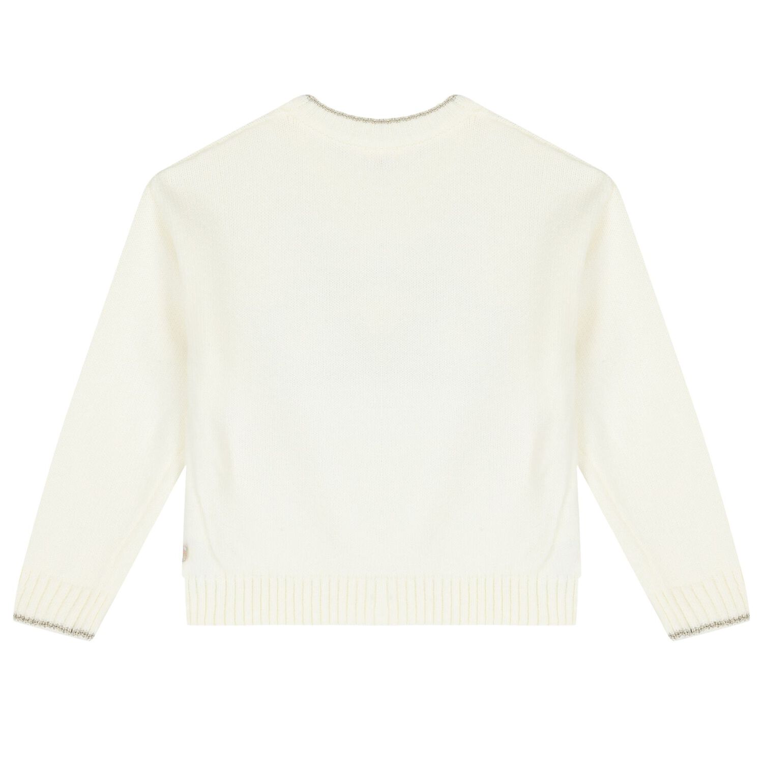 Girls Ivory & Gold Festive Christmas Tree Jumper, 1, hi-res