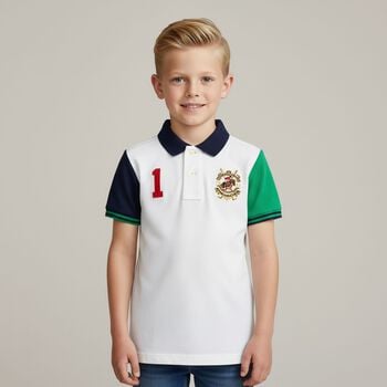 Boys Ivory Crest Logo Polo Shirt