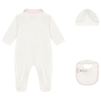 Baby Girls Ivory Teddy Bear Babygrow Gift Set