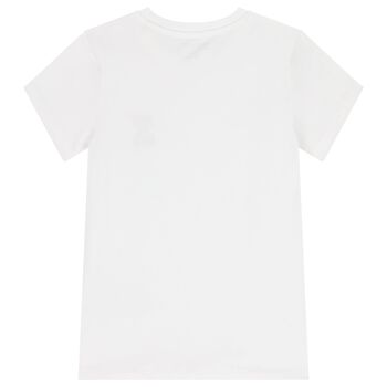 Girls White Teddy Bear T-Shirt