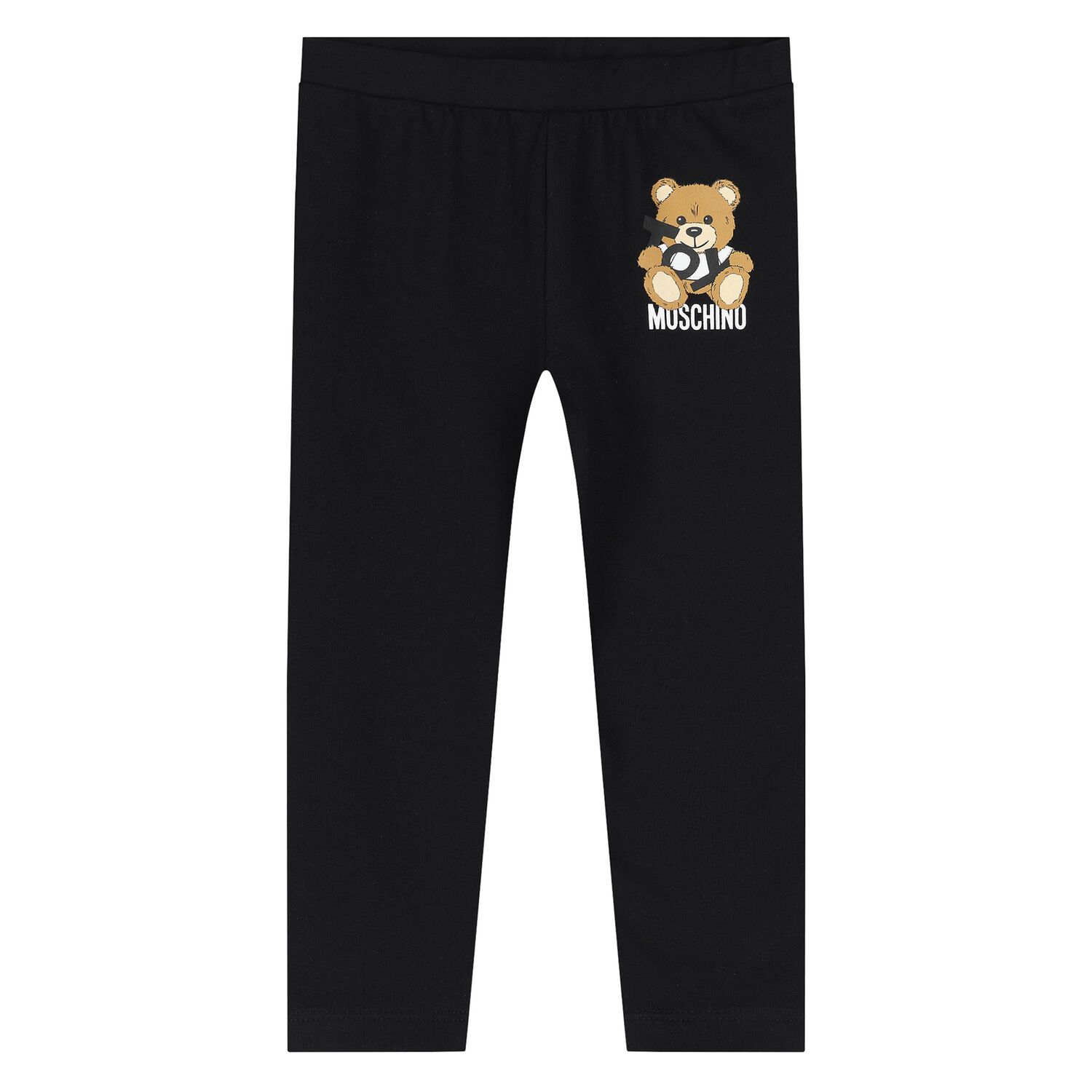 Younger Girls Black Teddy Bear Logo Leggings, 2, hi-res