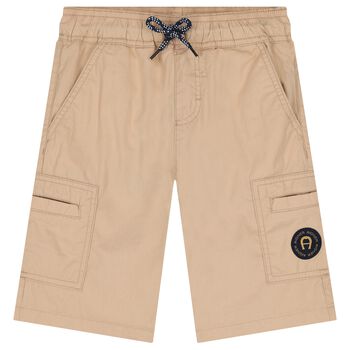 Boys Beige Logo Shorts