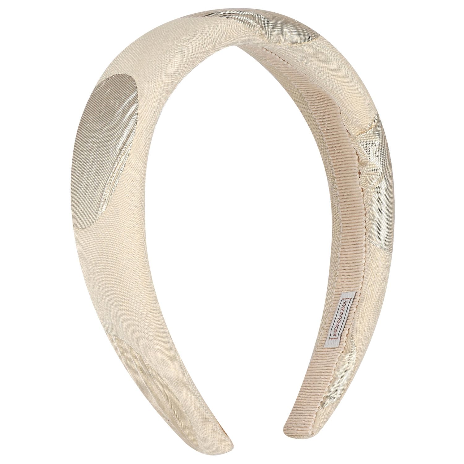 Girls Beige & Gold Headband, 1, hi-res