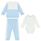 Baby Boys Blue & White Logo Tracksuit Set, 1, hi-res