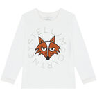 Boys White Fox Long Sleeve Top, 1, hi-res